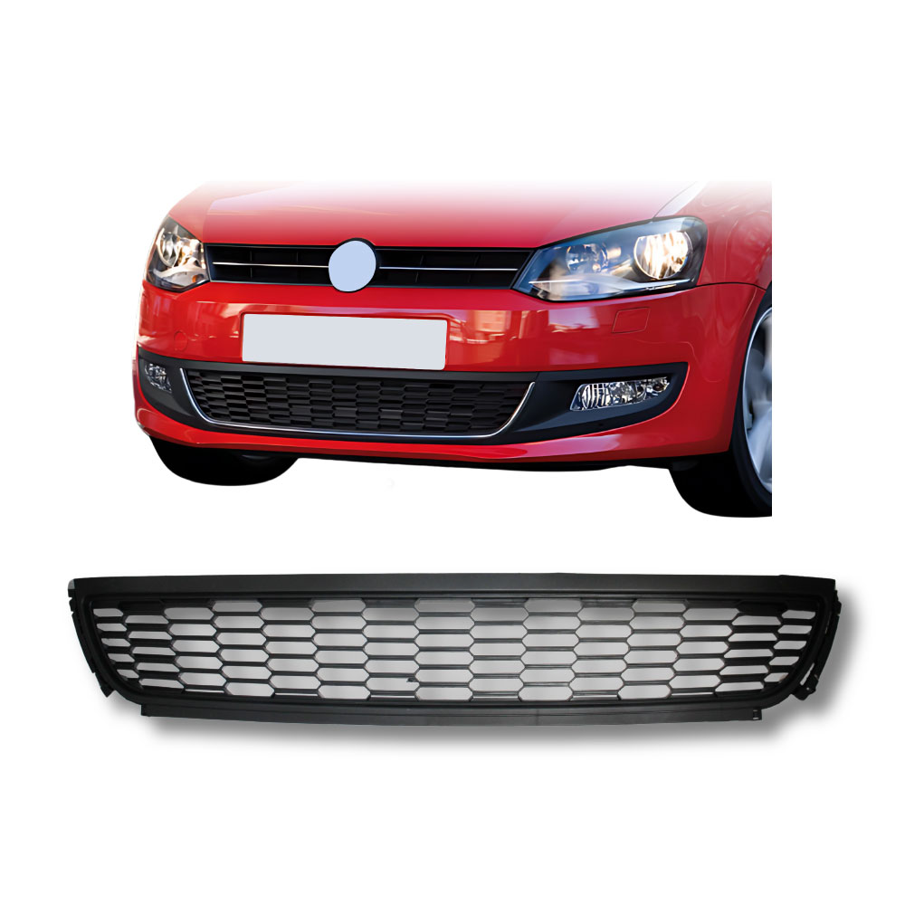POLO 6R 2010+ HONEYCOMBE BUMPER CENTER GRILL BLACK-SLPOLOMK4GC