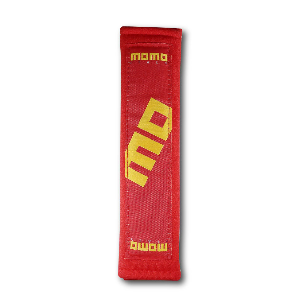 MOMO SEAT BELT PADS 2 PIECE RED WITH YELLOW TYPE D-SEATBELTMO-D