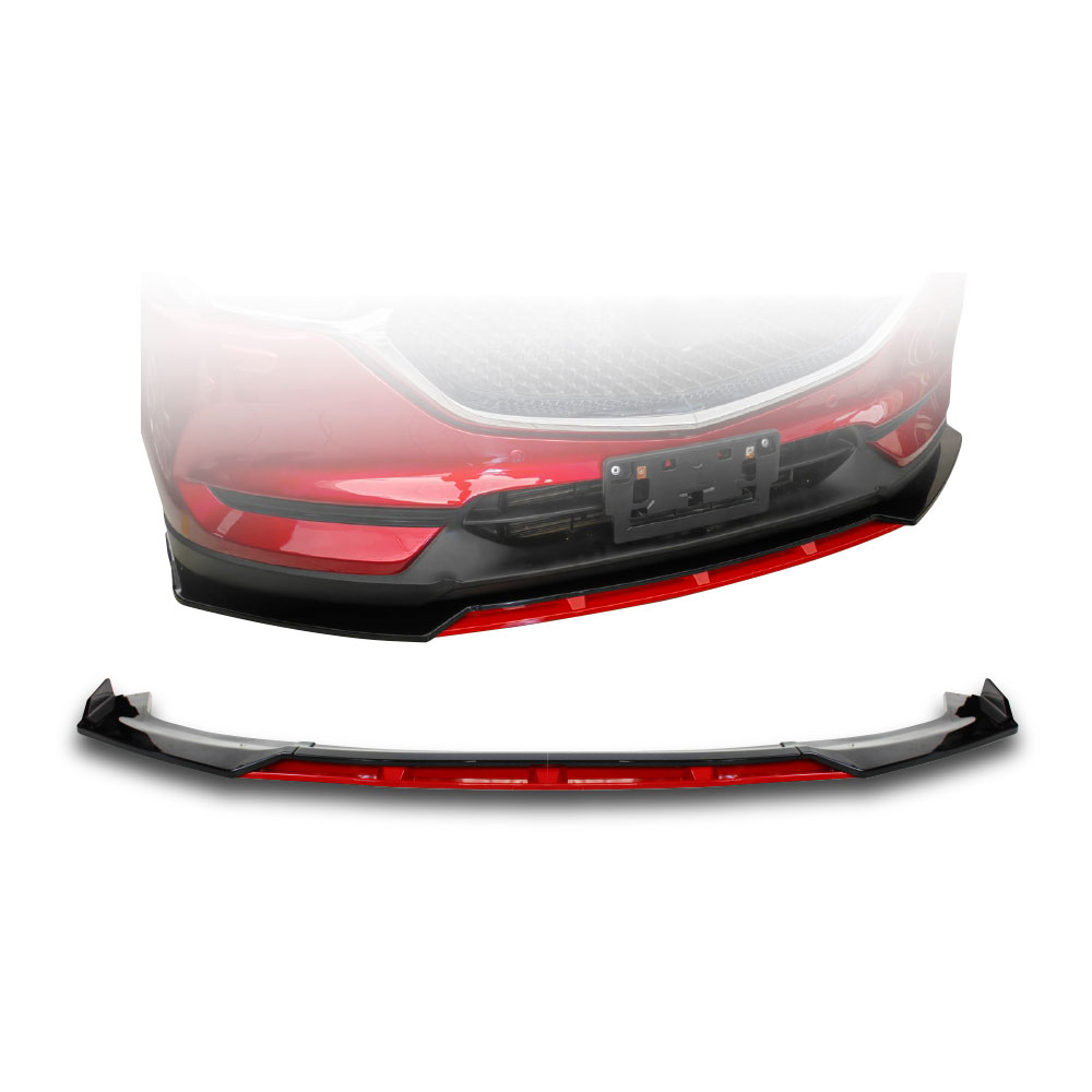 UNIVERSAL FRONT SPOILER BIG LIP 4 PIECE GLOSS BLACK WITH RED-PFSPUNIV3RNEW