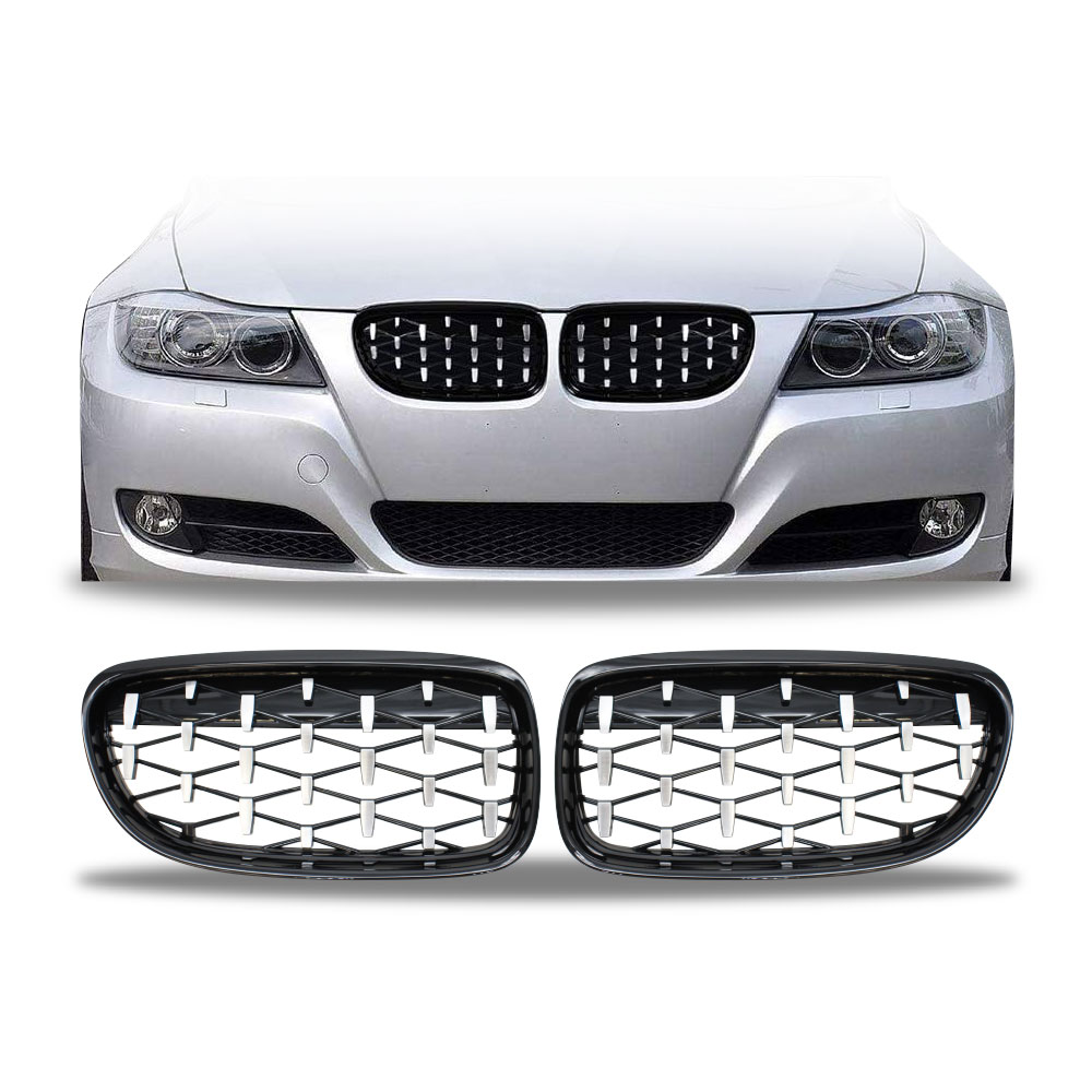 BMW E90 FACELIFT LCI 2009+ DIAMOND GRILLS CHROME & BLACK-BMWE90G2