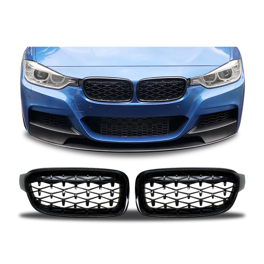 BMW F30 & F80 DIAMOND GRILLS GLOSS BLACK-BMWF30GDGB