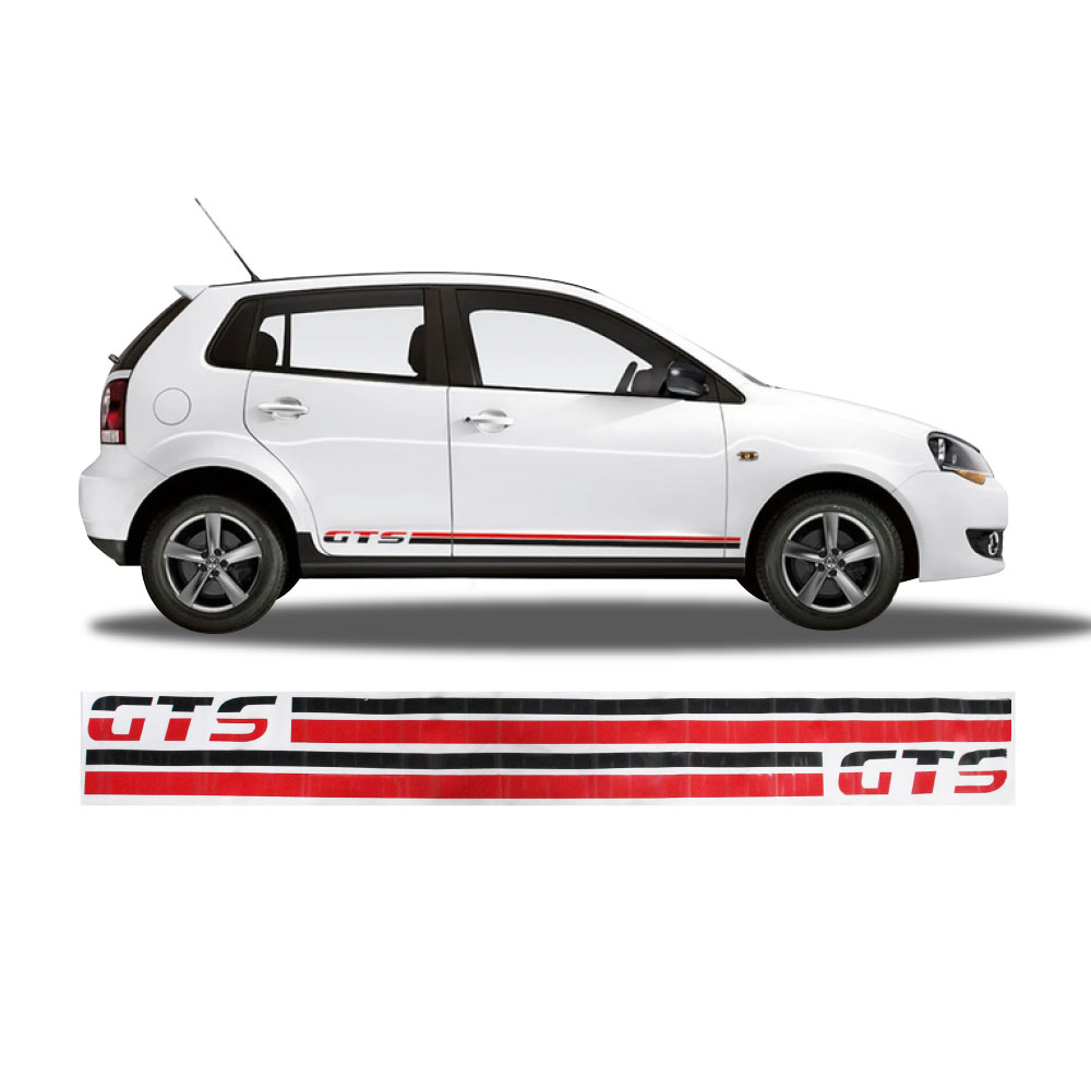 POLO GTS SIDE DECAL STICKERS BLACK & RED-PKTT-GTS