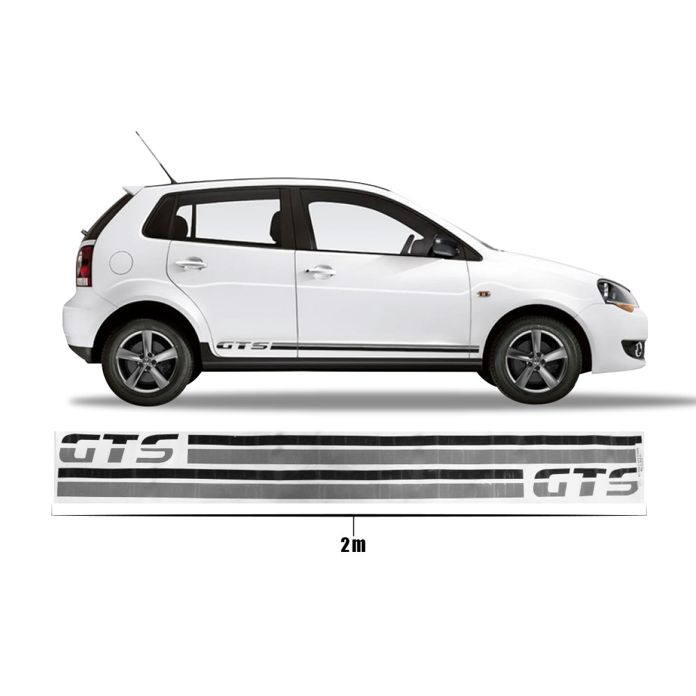 POLO VIVO GTS SIDE DECAL STRIPE STICKER BLACK AND GREY-DXAGTSBLK