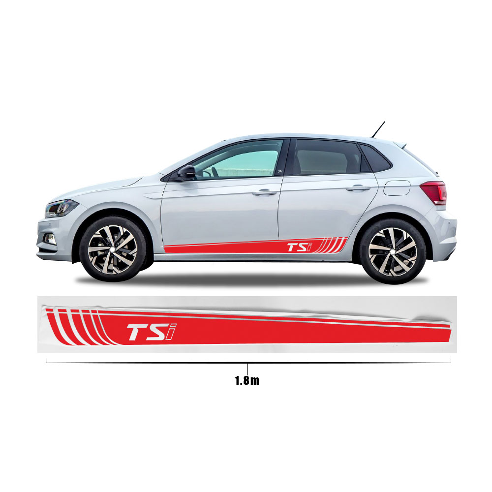 VW POLO TSI SIDE STICKER DECALS RED-DXAPOLORED