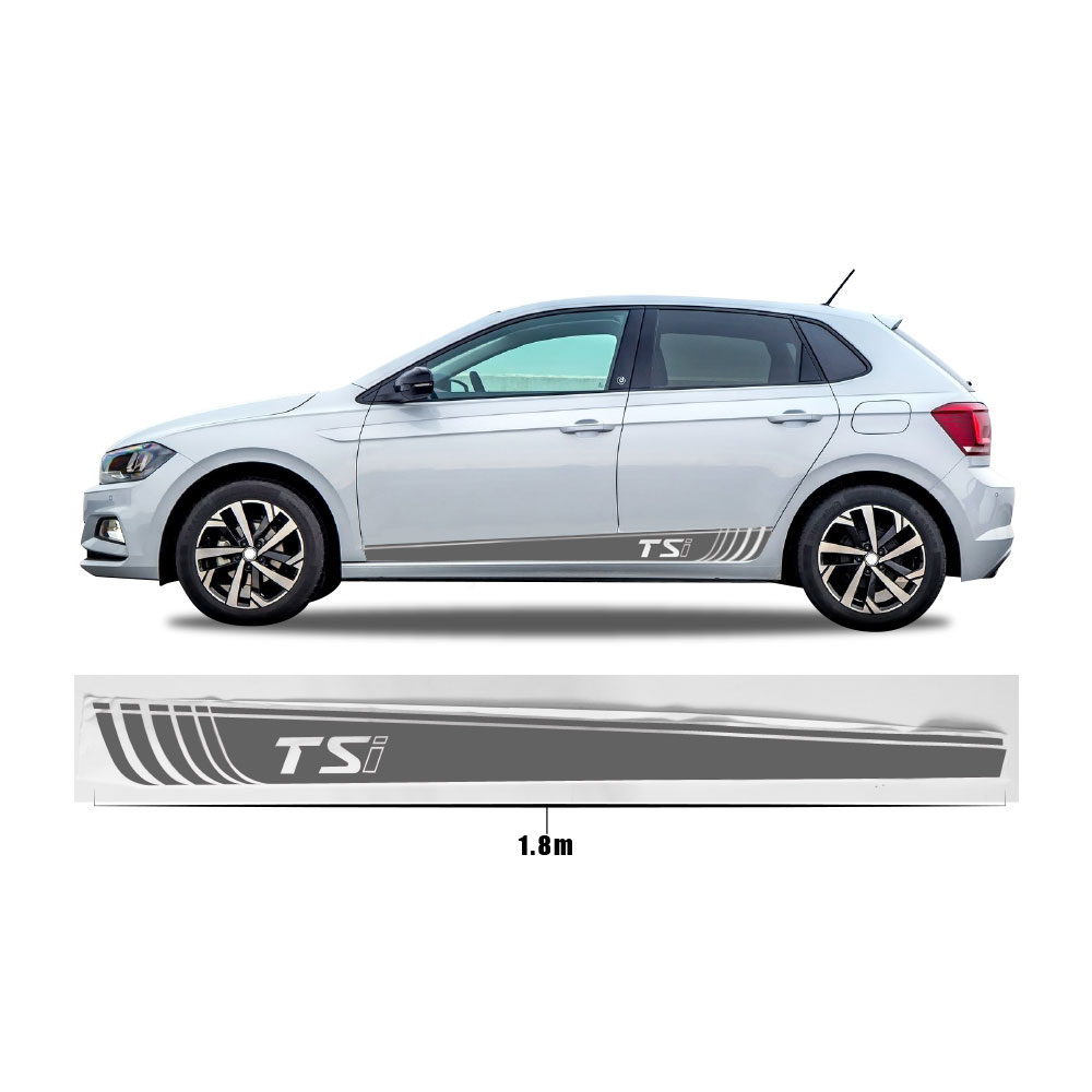 VW POLO TSI SIDE STICKER DECALS SILVER-DXAPOLOSILV