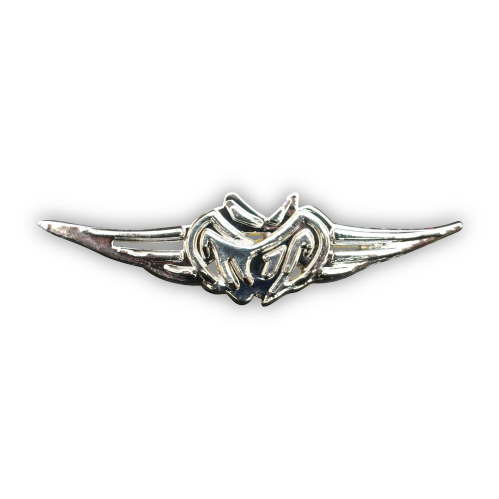 WINGED CHROME PLASTIC BADGE-CHR-A5