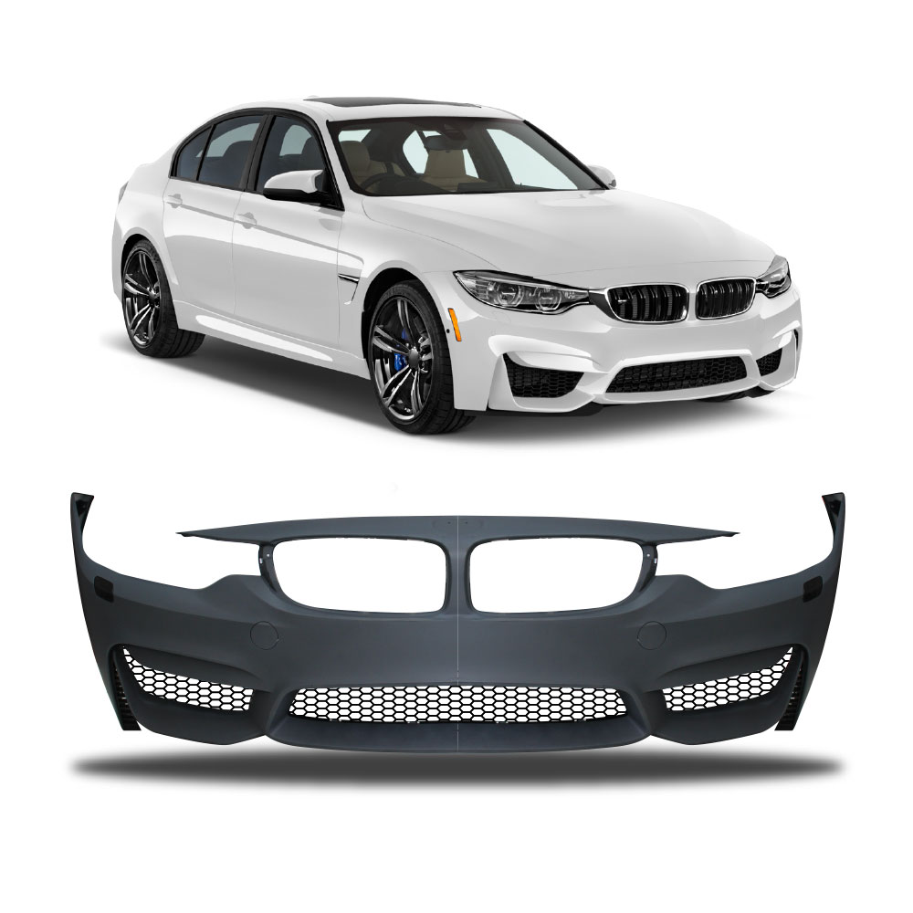 BMW F32 M4 STYLE COMPLETE PLASTIC FRONT BUMPER + WASHER HOLES-BUMPERF32M4