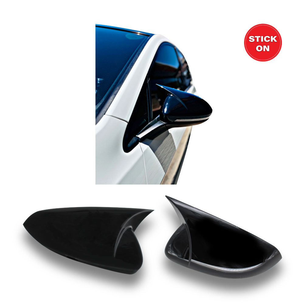 GOLF 6 2009-2014 BATMAN STICK ON MIRROR COVERS GLOSS BLACK-GOLF6MGB