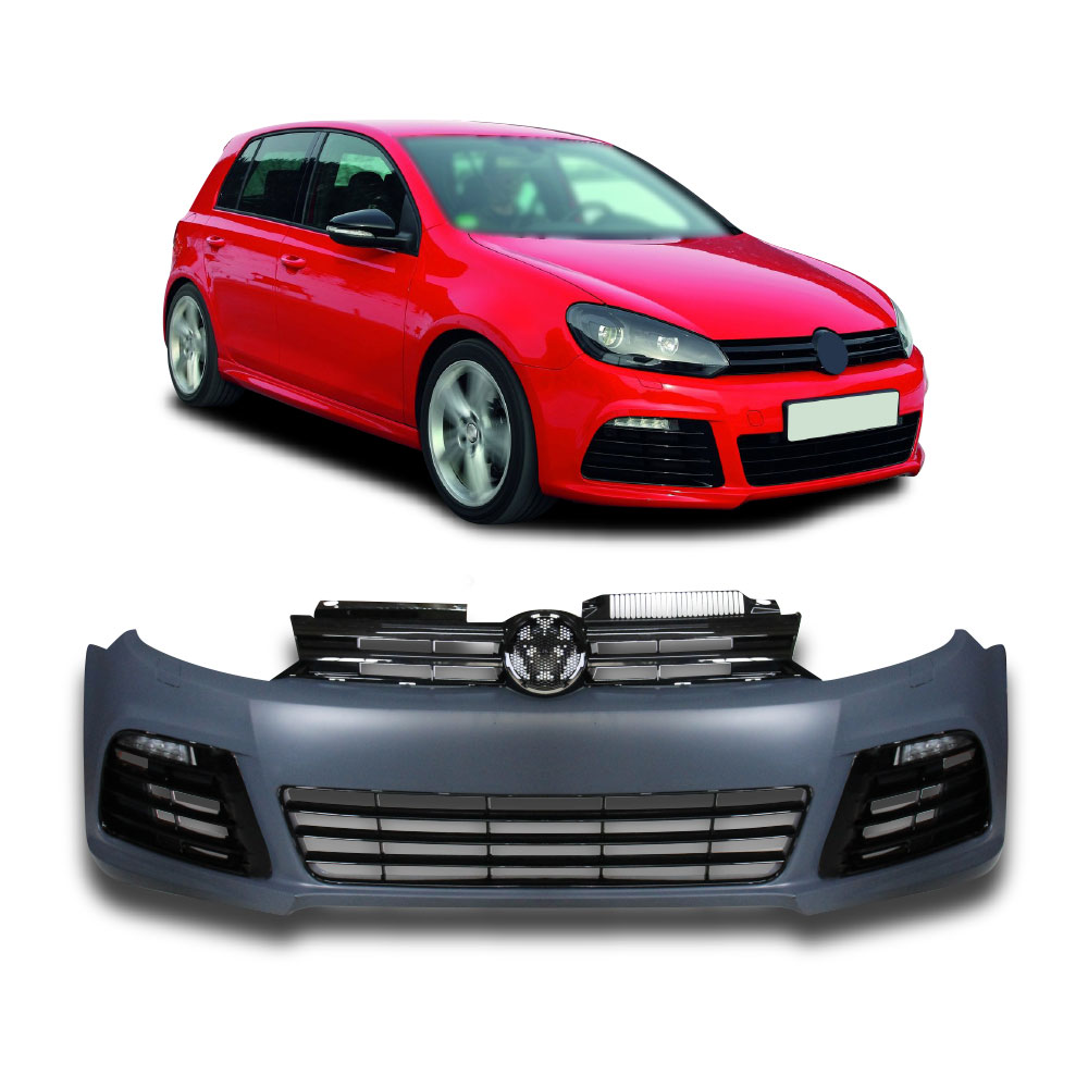 GOLF 6 R20 COMPLETE PLASTIC FRONT BUMPER + GRILLS + FOGS-BUMPERG6R20