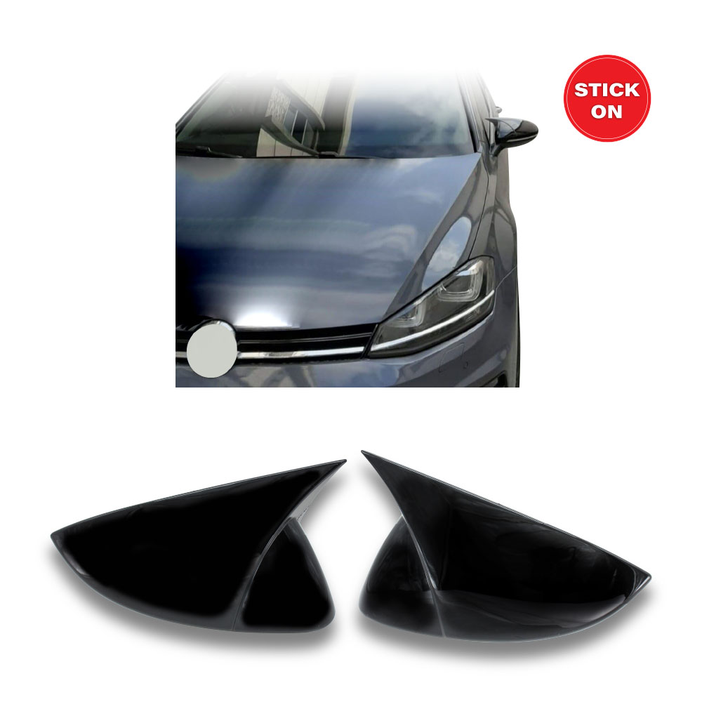 GOLF 7 BATMAN STICK ON MIRROR COVERS GLOSS BLACK-GOLF7MCBF