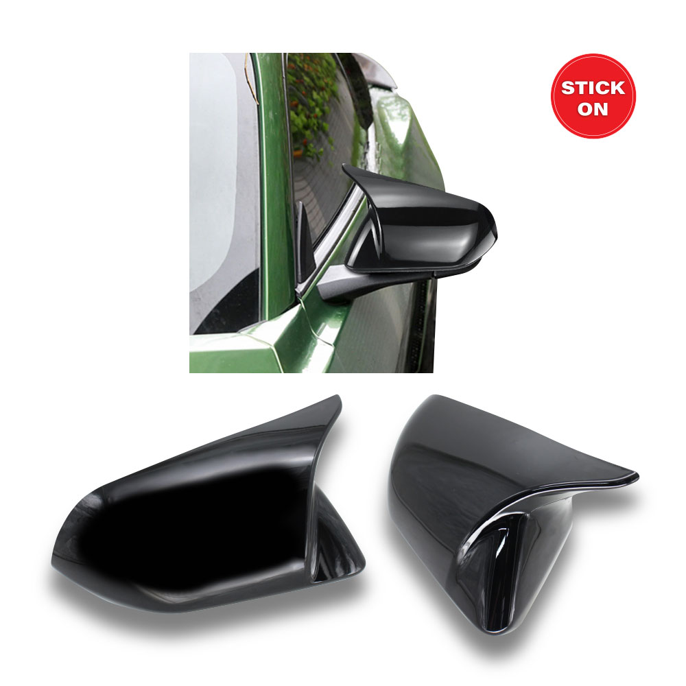 MUSTANG BATMAN STICK ON MIRROR COVERS GLOSS BLACK-MIRRMUSTANG