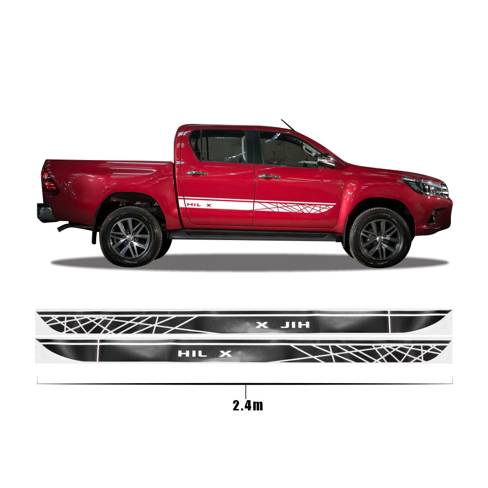 TOYOTA HILUX SIDE STICKER DECALS SET OF 2 BLACK-DXAHILBLK