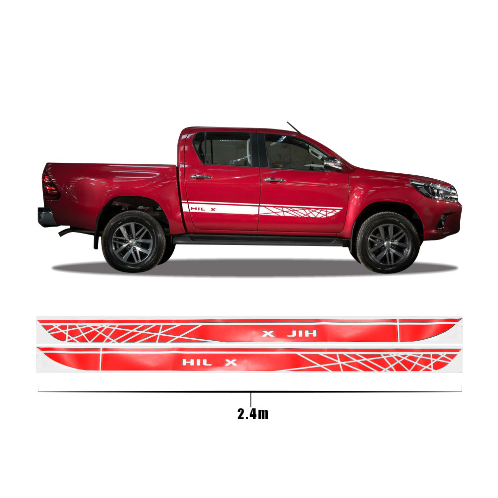 TOYOTA HILUX SIDE STICKER DECALS SET OF 2 RED-DXAHILRED