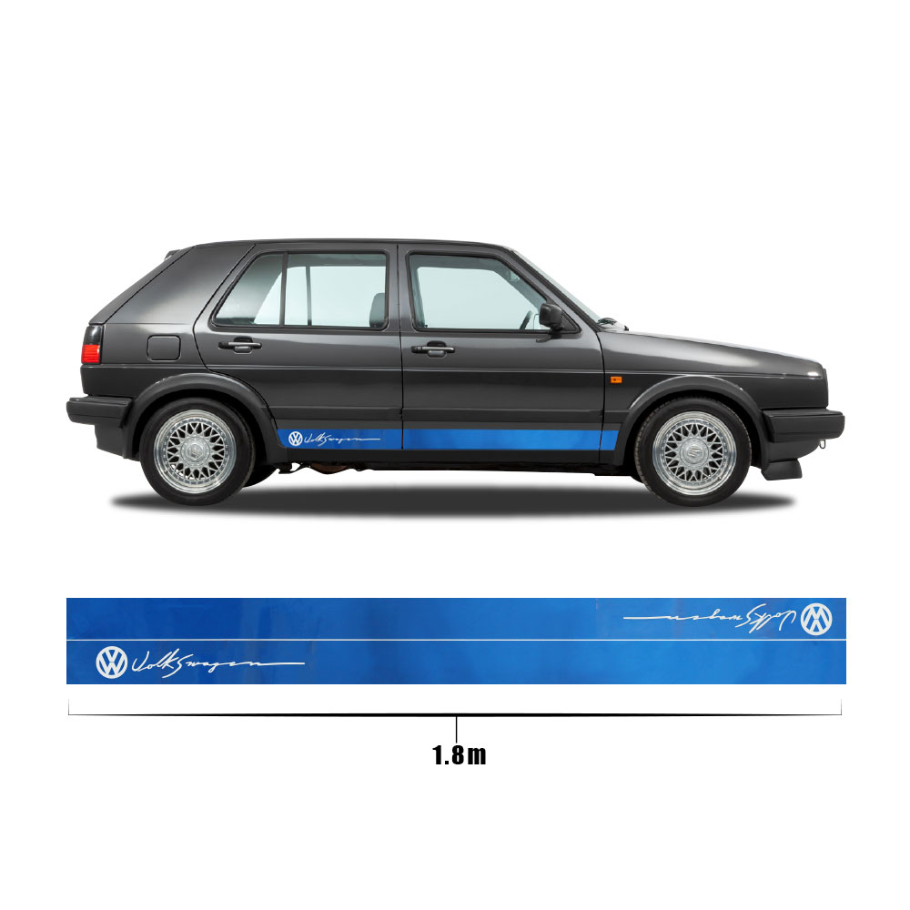 VOLKSWAGEN SIDE STICKER DECAL 2 PIECE SET BLUE-DXAVWBLUE