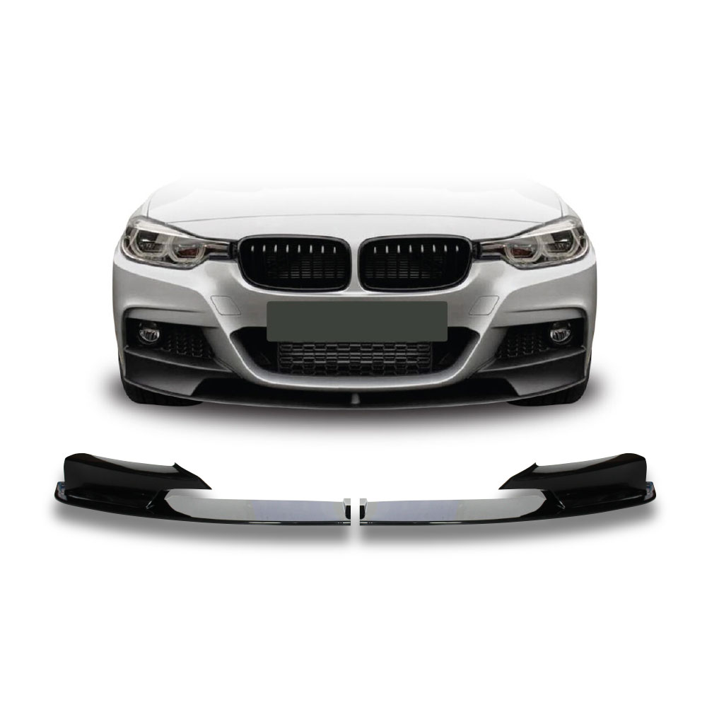 BMW F30 M PERFORMANCE 4 PIECE FRONT LIP SPOILER GLOSS BLACK-BMWF30FRSP4PC