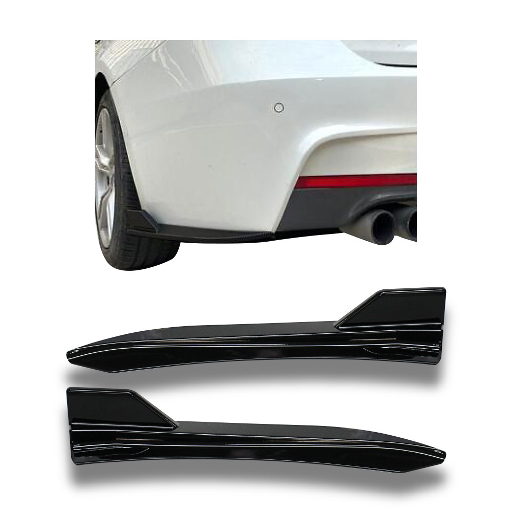 BMW F30 REAR BUMPER SPLITTERS 2 PIECE GLOSS BLACK-BMWF30FRSPCHGB