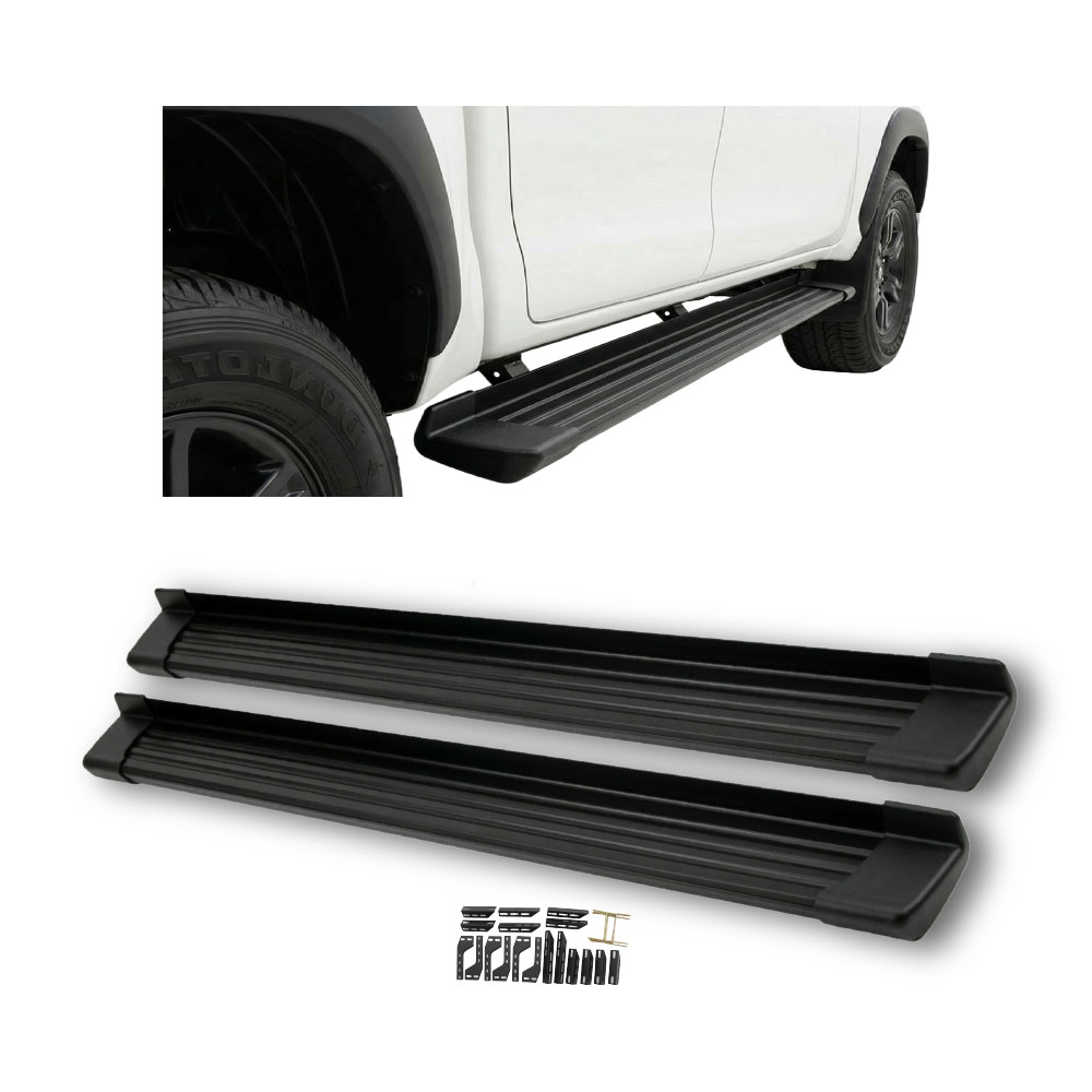 UNIVERSAL DOUBLE CAB RUNNING BOARDS 1.98M BLACK-SS1OEUNIV