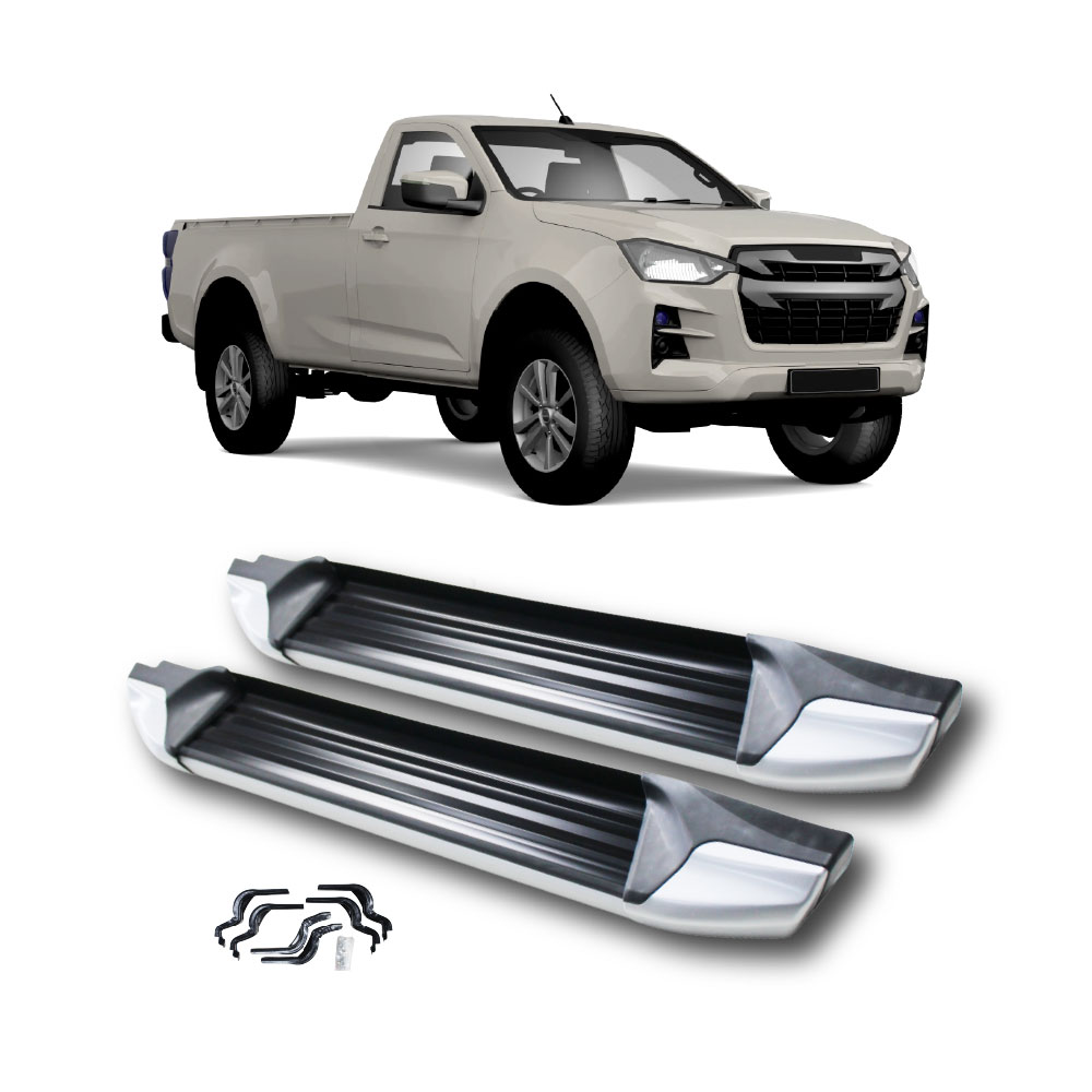 ISUZU 2022+ SINGLE CAB RUNNING BOARDS BLACK WITH SILVER-SS2SCIZ2022+
