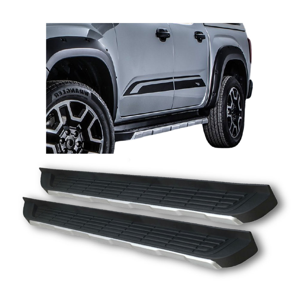 VW AMAROK 2009-2022 DOUBLE CAB RUNNING BOARDS BLACK WITH SILVER-SS1OEVWAMA