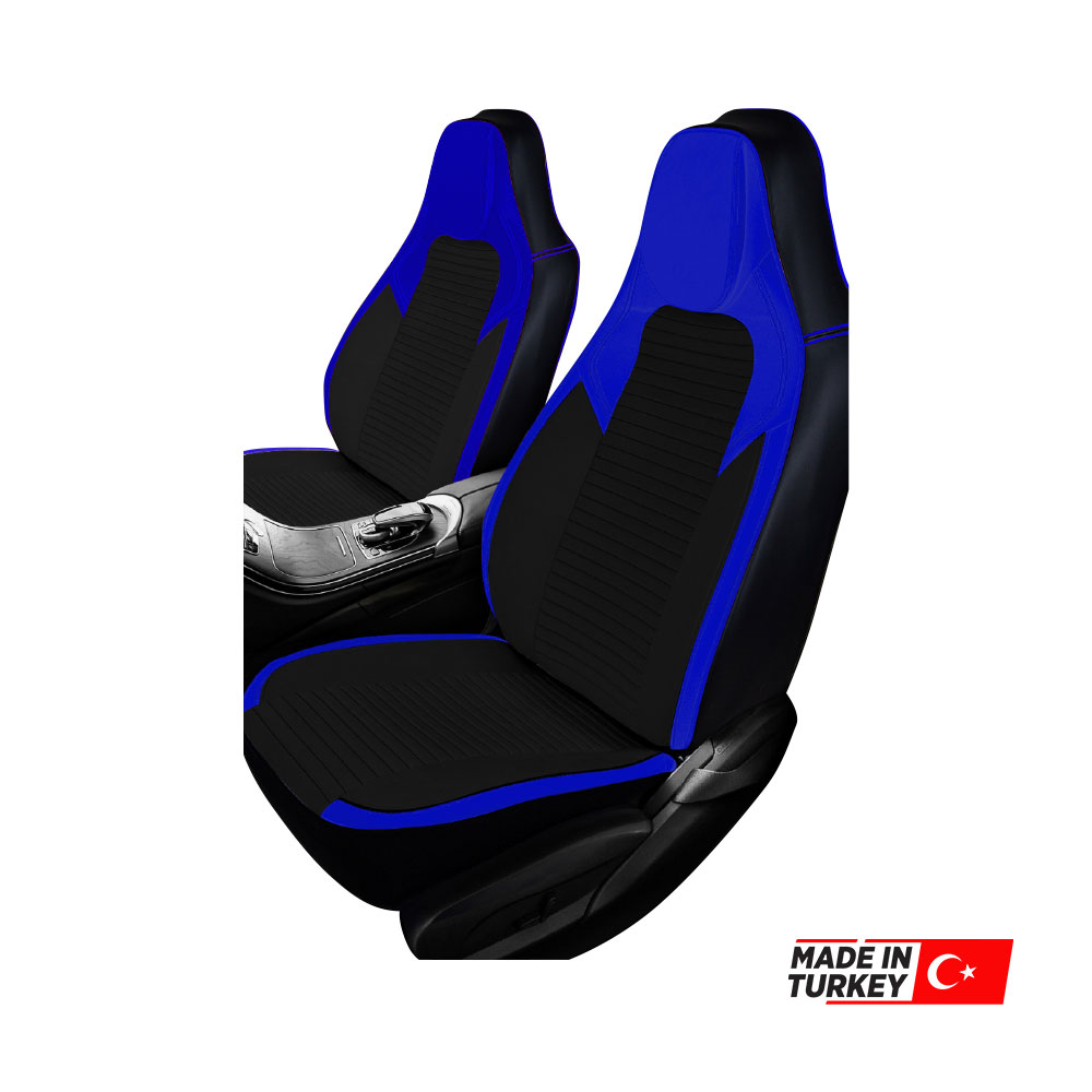 UNIVERSAL F1 STYLE BLUE & BLACK FABRIC SEAT COVERS 9 PIECE SET-SEATAUZABLUE