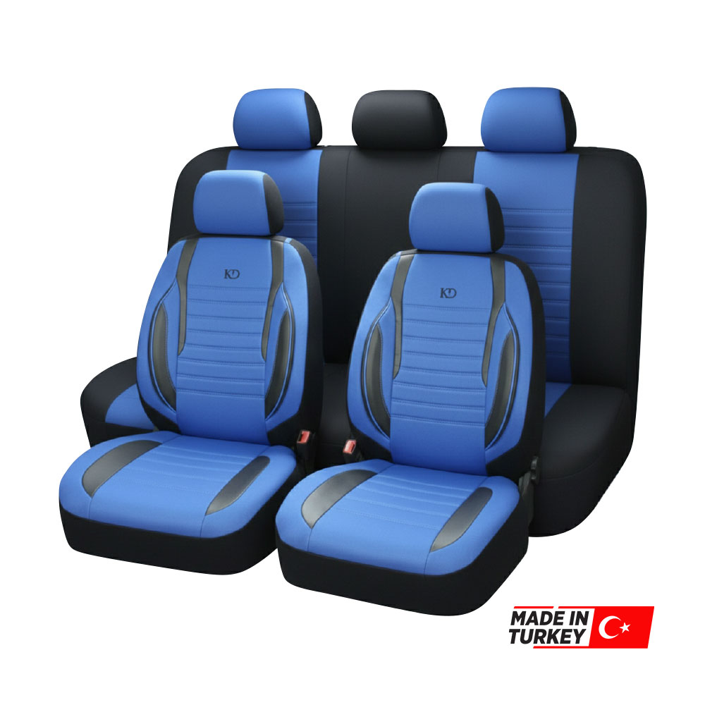 UNIVERSAL GOKSU STYLE BLUE AND BLACK FABRIC SEAT COVERS 10 PIECE SET-SEATAGOKBLUE