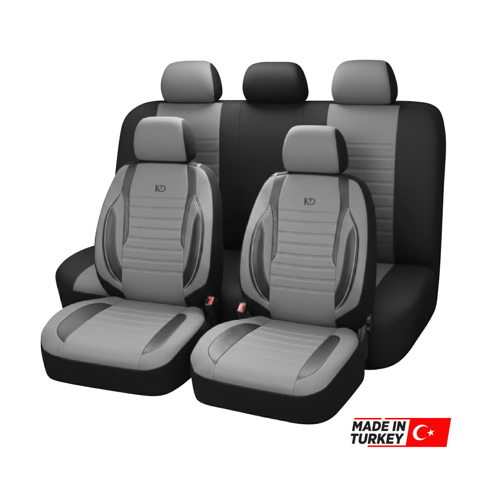 UNIVERSAL GOKSU STYLE GREY AND BLACK SEAT COVERS 10 PIECE SET-SEATAGOKGREY