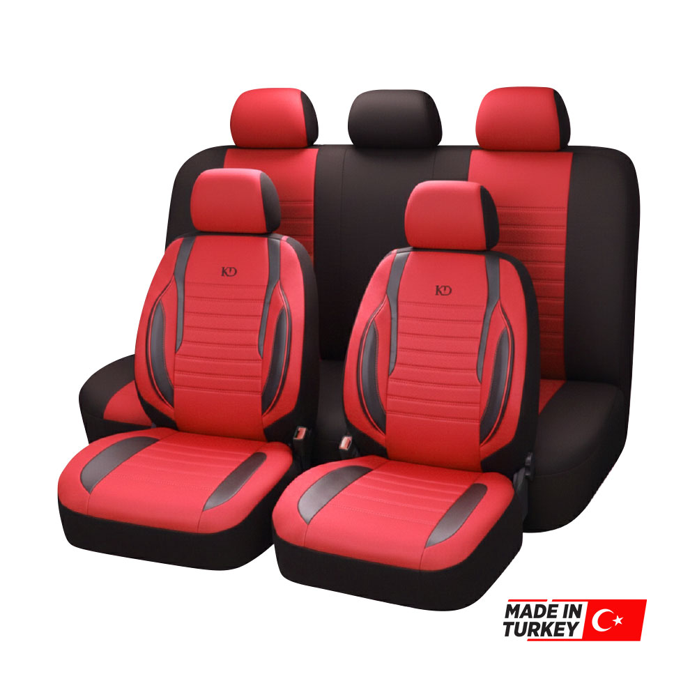 UNIVERSAL GOKSU STYLE RED AND BLACK FABRIC SEAT COVERS 10 PIECE SET-SEATAGOKRED