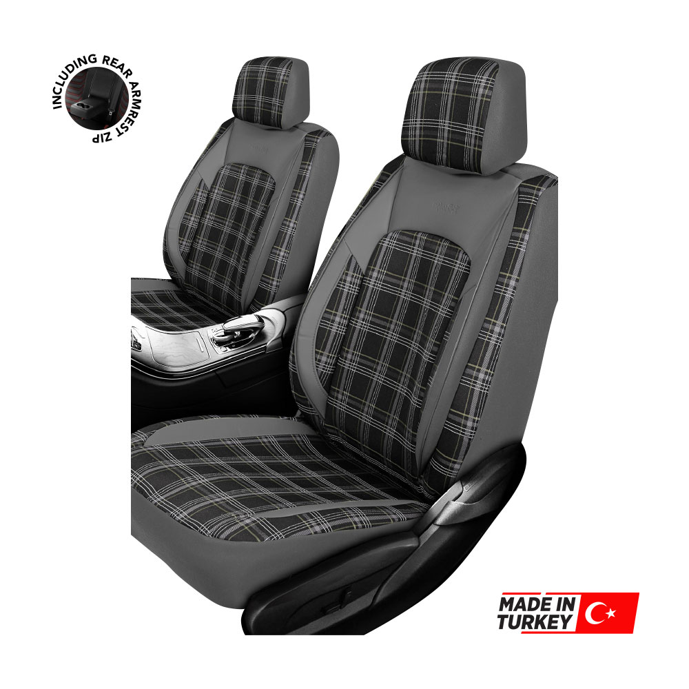 UNIVERSAL-GTI-STYLE-BLACK-CHECK-DESIGN-GREY-PU-LEATHER-ZIP-SEAT-COVERS-10-PIECE-SET-UPDATED-SEATAKRA102ZGY
