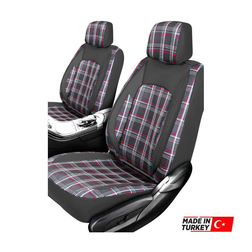 UNIVERSAL-GTI-STYLE-RED-CHECK-DESIGN-BLACK-PU-LEATHER-SEAT-COVERS-10-PIECE-SET-SEATAKRA102BLK