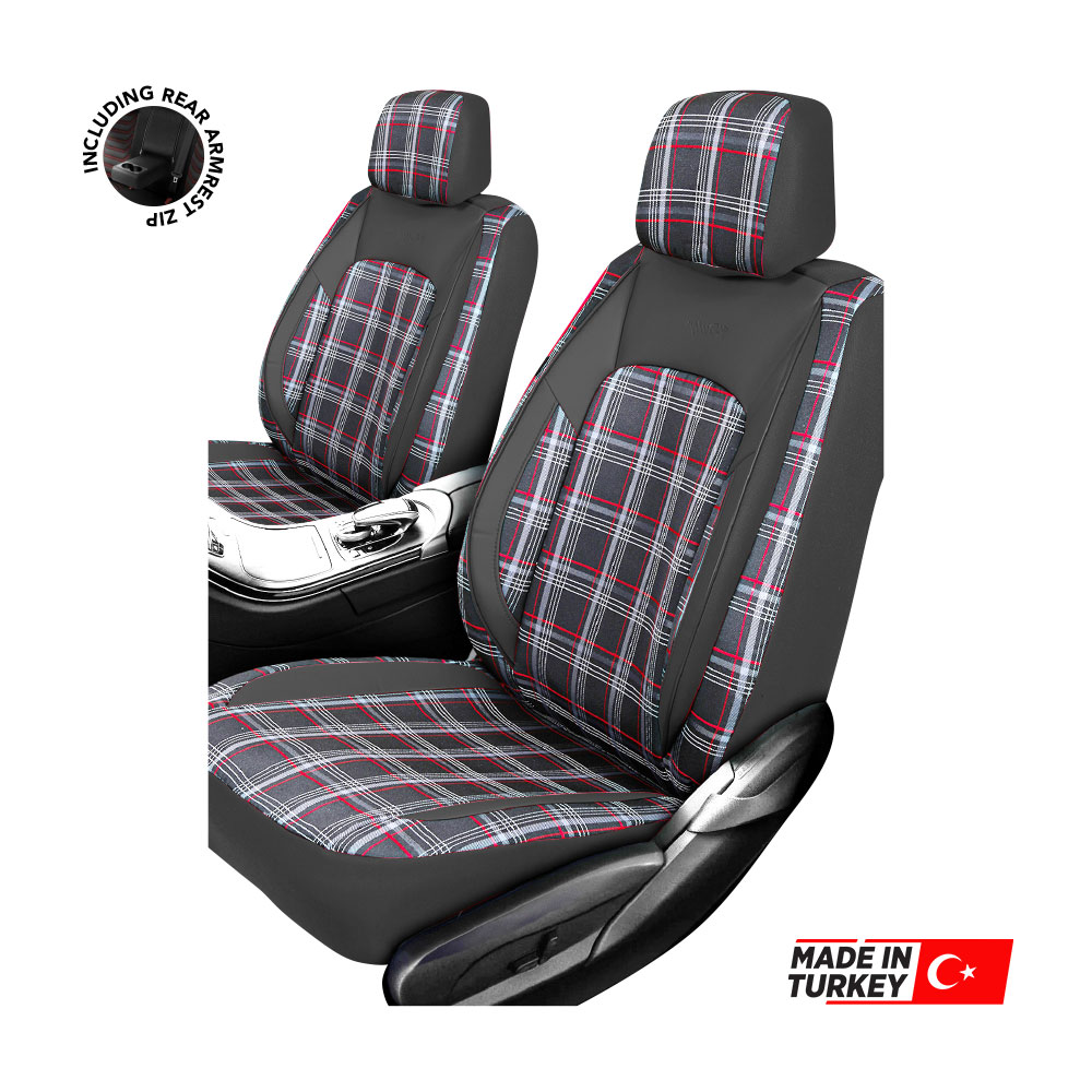 UNIVERSAL-GTI-STYLE-RED-CHECK-DESIGN-BLACK-PU-LEATHER-ZIP-SEAT-COVERS-10-PIECE-SET-SEATAKRA102ZBLK