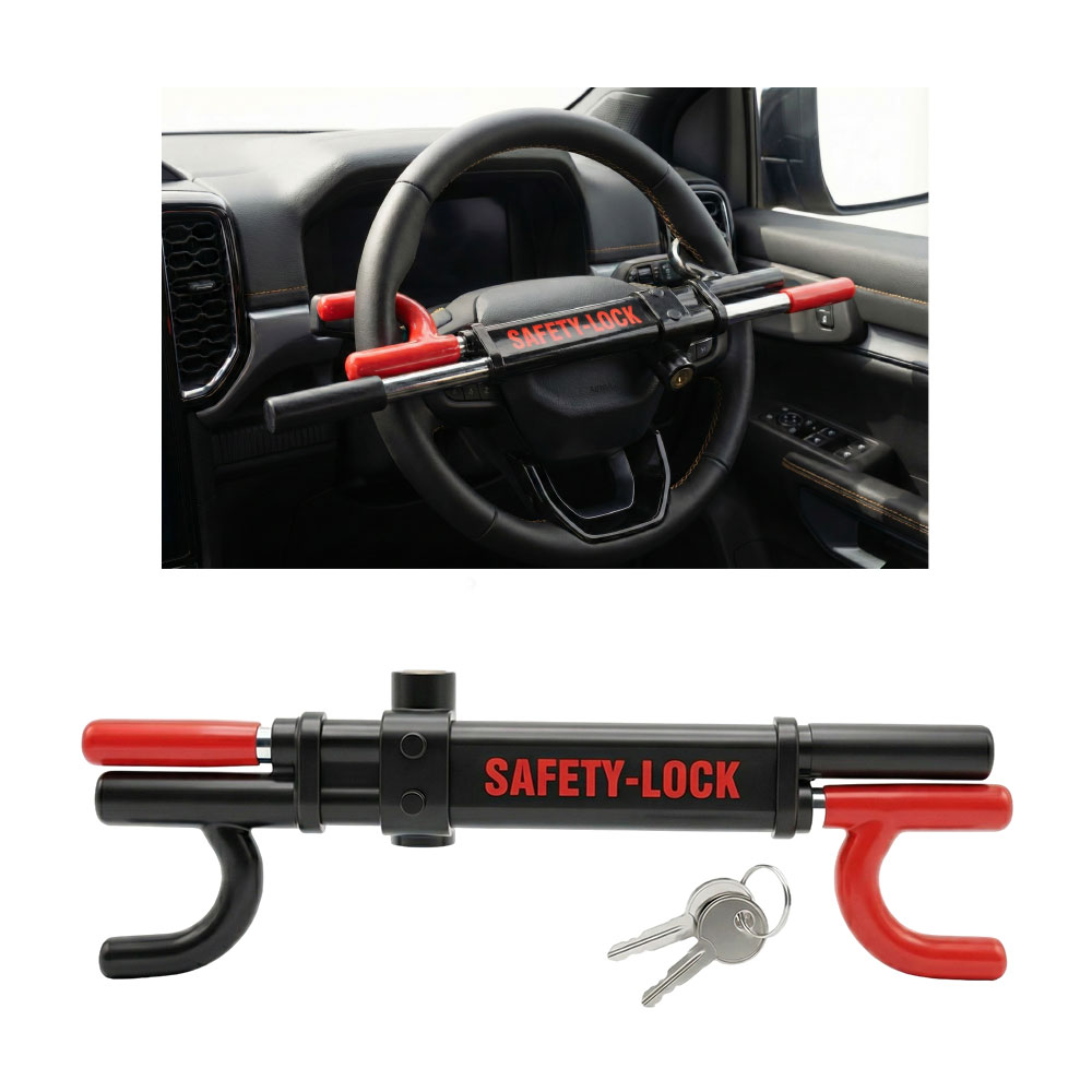 UNIVERSAL STEEL STEERING WHEEL LOCK WITH ADJUSTABLE CLAMP-LOCK1ST