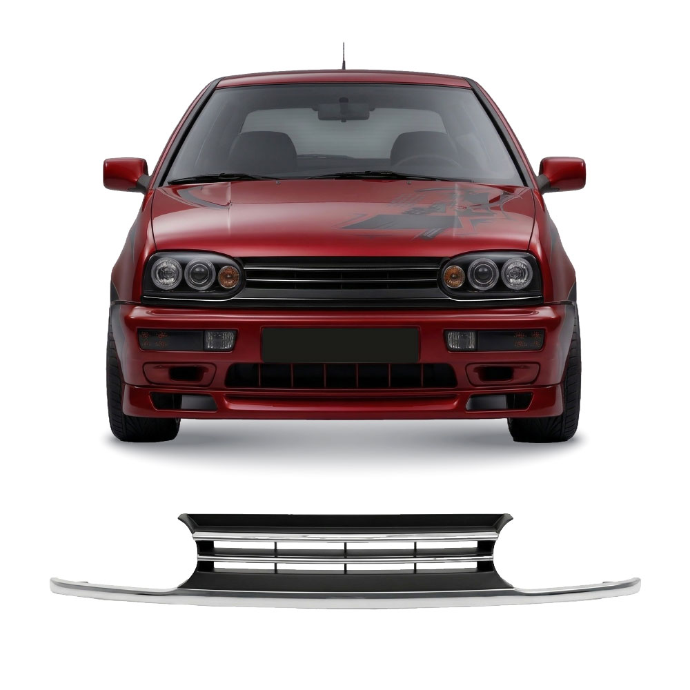 GOLF 3 1992-1998 DE-BADGED GRILL BLACK WITH CHROME-GG31