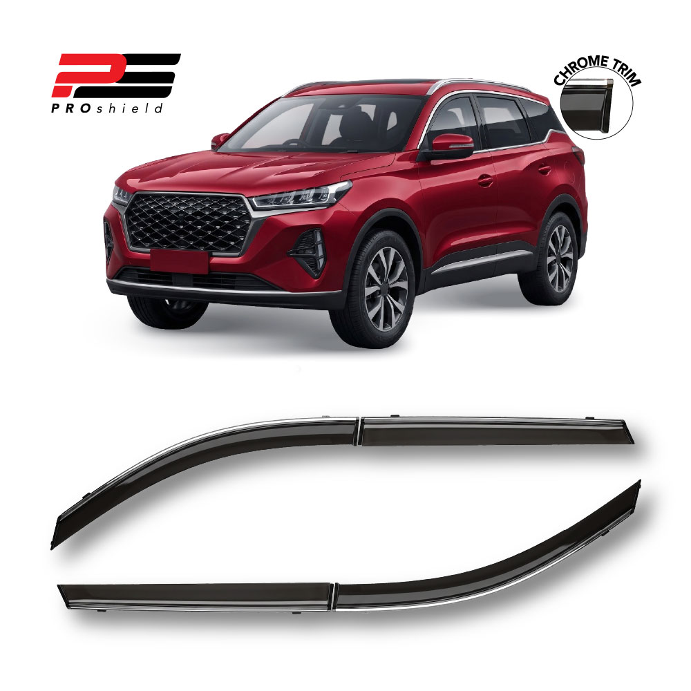 CHERY TIGGO 7 PRO 2021+ PRO SHIELD PREMIUM SMOKED WINDSHIELDS WITH CHROME TRIM 4 PIECE SET-WSSCR03SMK
