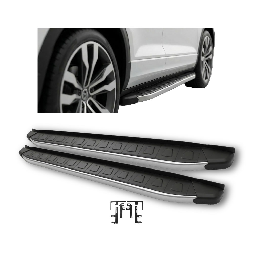 VW TROC + TCROSS RUNNING BOARDS BLACK WITH SILVER-SS1OEVWTROC
