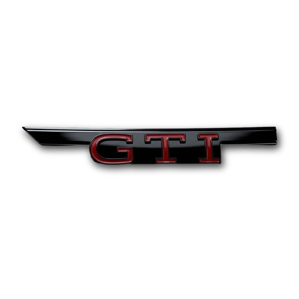 GOLF 8 GTI GRILL BADGE BLACK WITH RED LETTERING-CHRV-G8GBRED