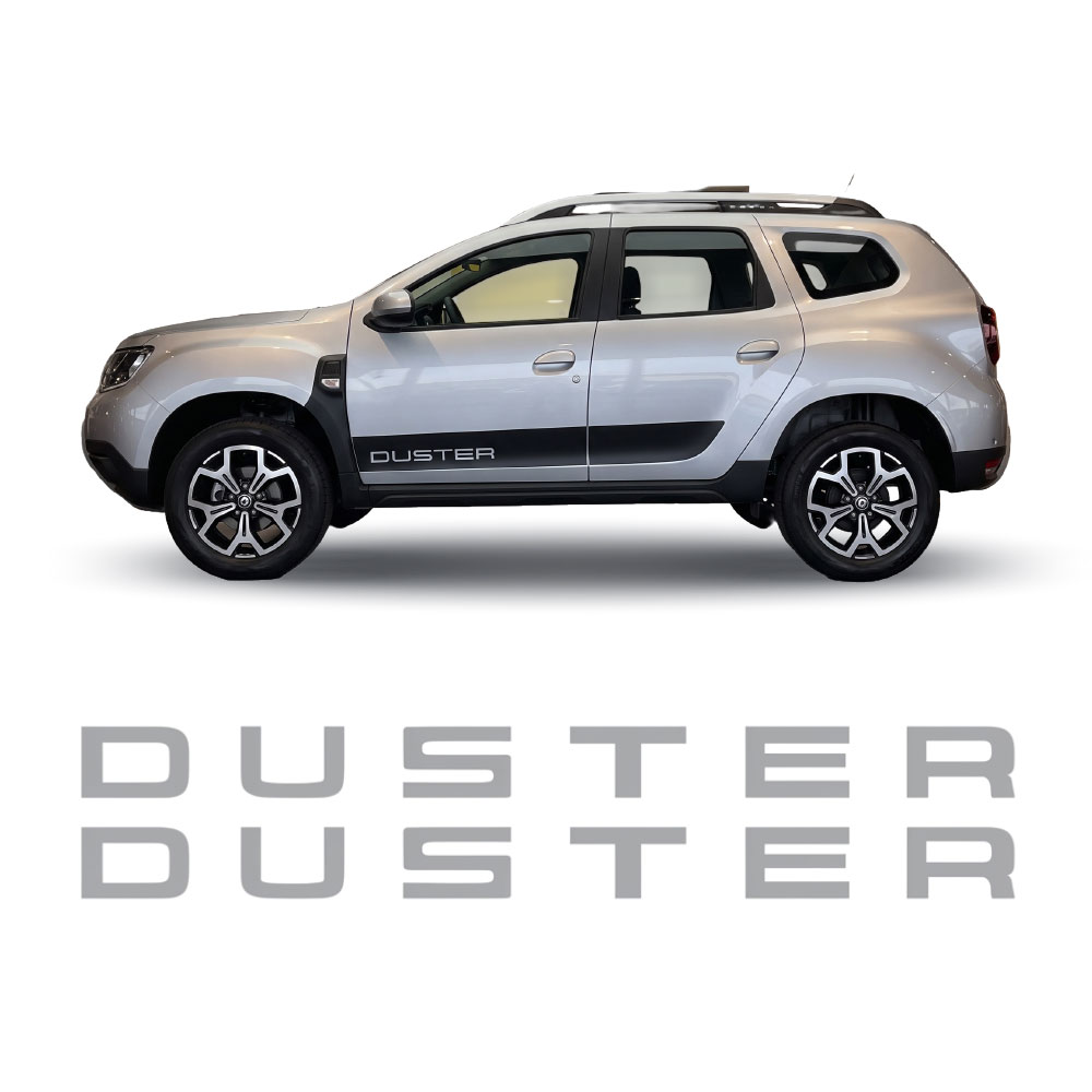 RENAULT DUSTER SIDE STICKER DECAL SILVER 2 PIECE SET-DXSTICK-REN3
