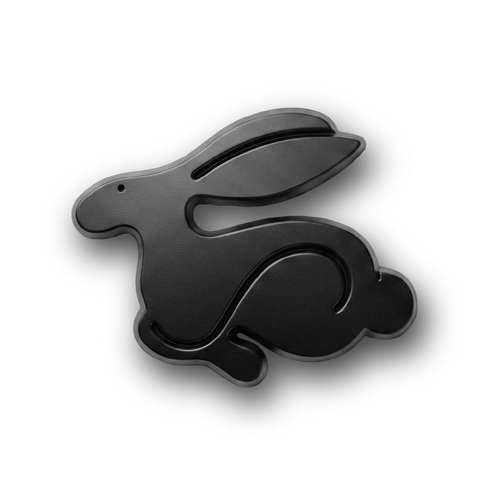 VW RABBIT BADGE STICK ON BLACK-CHRV-RABBK