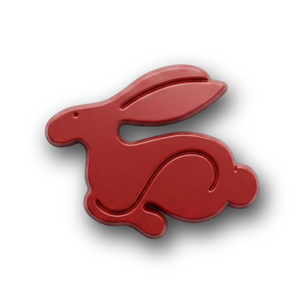 VW RABBIT BADGE STICK ON RED-CHRV-RABRED