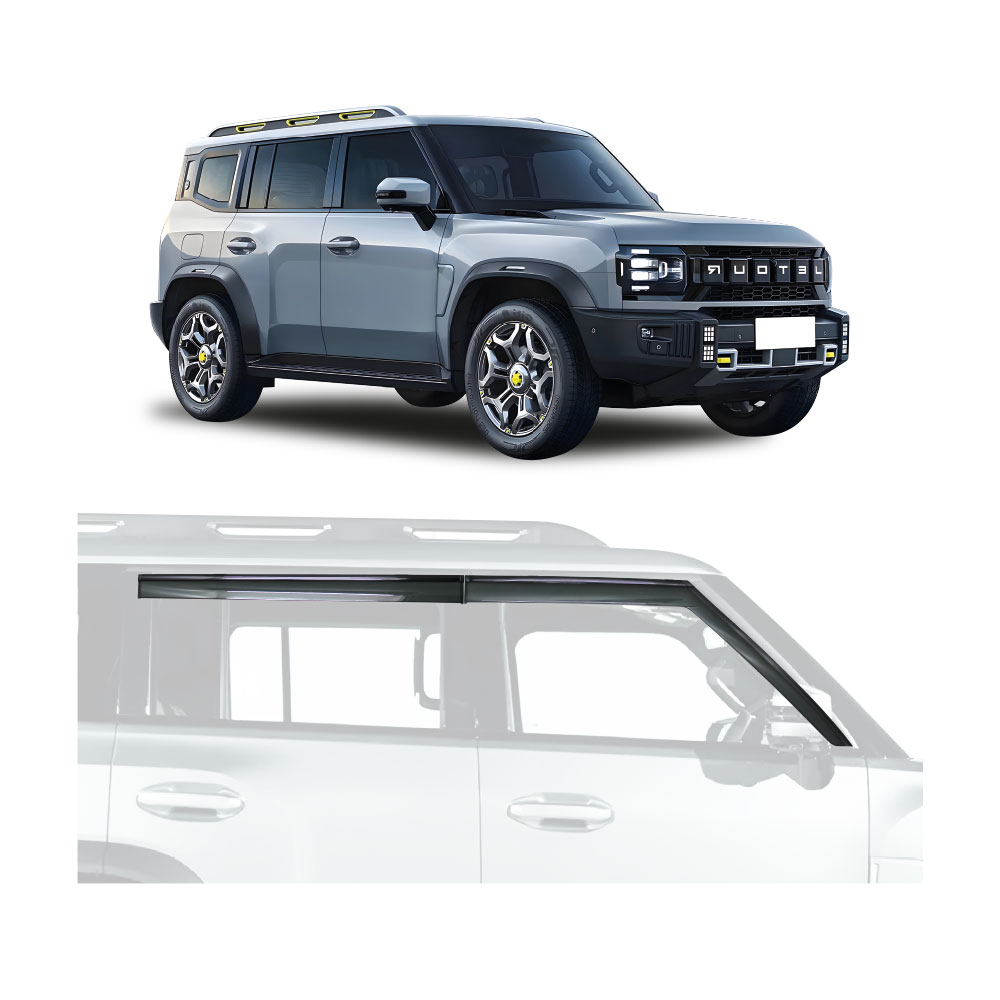 JETOUR T2 PREMIUM SMOKED WINDSHIELDS WITH BLACK TRIM 4 PIECE SET-WSSJETT2INJ