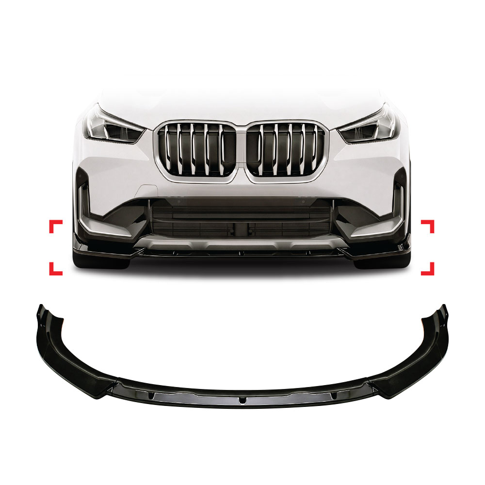 BMW X1 U11 2023+ NON SPORT FRONT LIP 3 PIECE GLOSS BLACK-BMWX124FSPNON