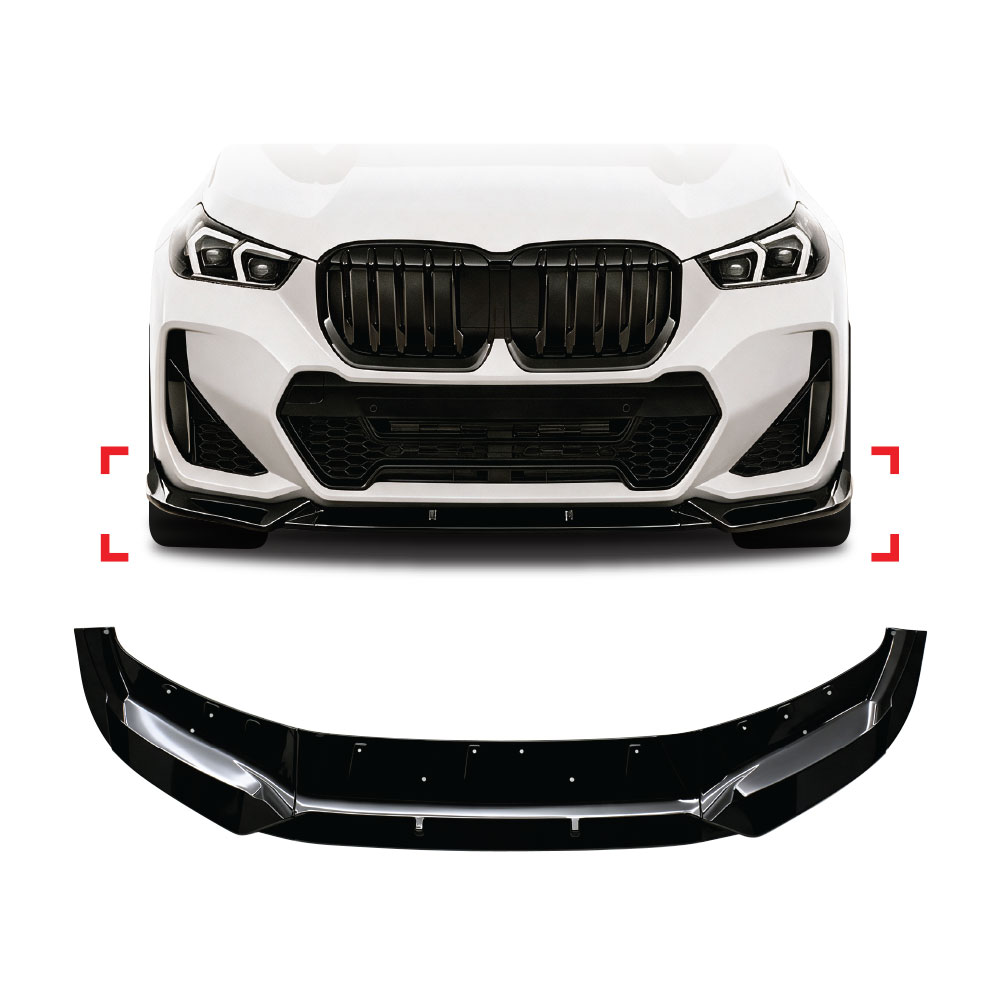 BMW X1 U11 2023+ PRE-LCI M PERFORMANCE FRONT LIP 3 PIECE GLOSS BLACK-BMWX124FSPMP