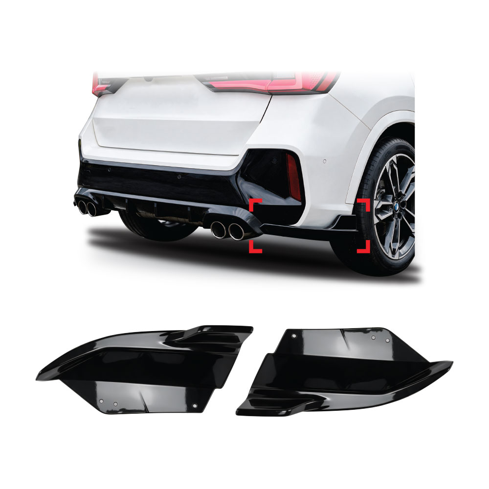 SUITABLE TO FIT BMW X1 U11 2023+ PRE-LCI REAR BUMPER SPLITTERS 2 PIECE GLOSS BLACK