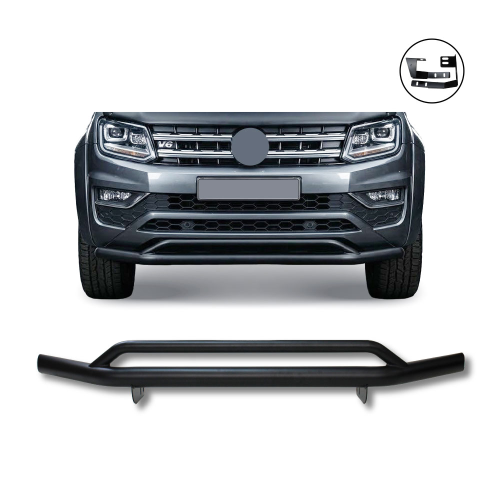 AMAROK 2010+ DOUBLE TUBE FRONT STYLING BAR 1 PIECE BLACK-NBBSVWAMA10