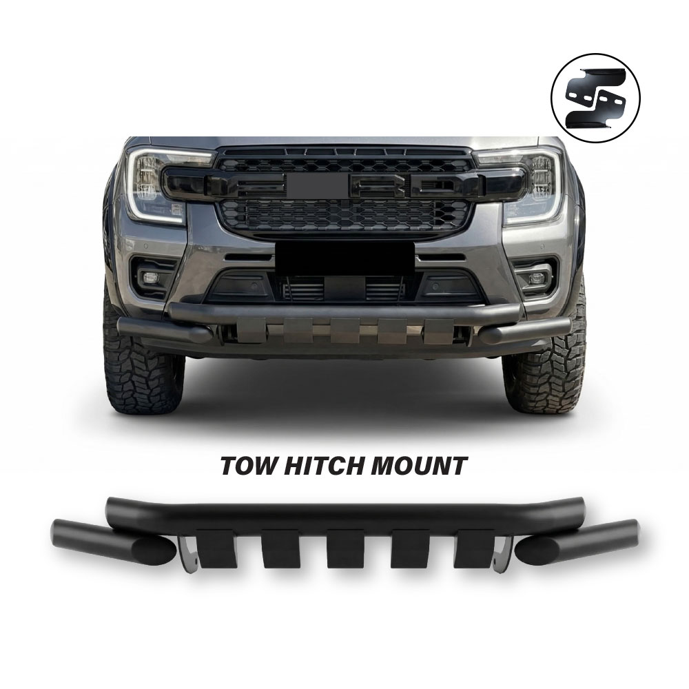 RANGER T9 2023+ NEXT GEN FRONT STYLING BAR TOW HITCH MOUNT 3 PIECE BLACK-NBFORD0223S